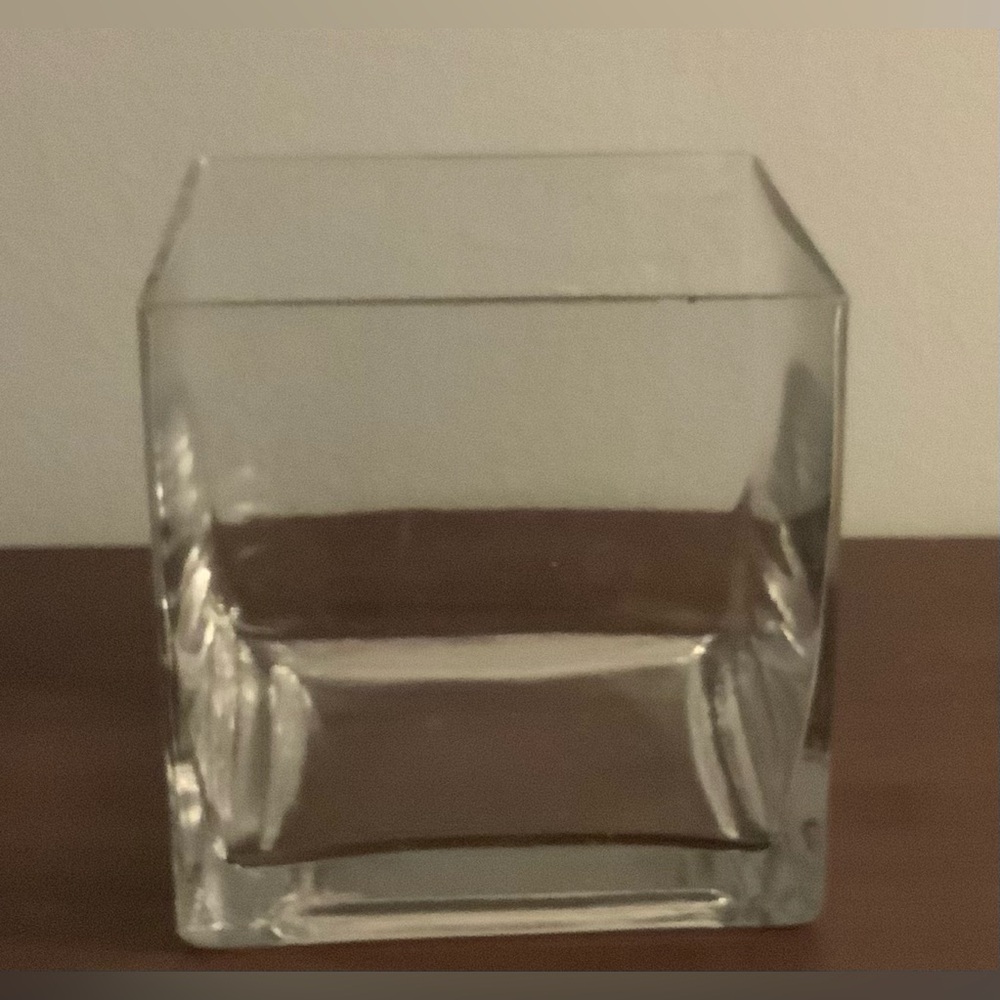 Clear glass cube vase